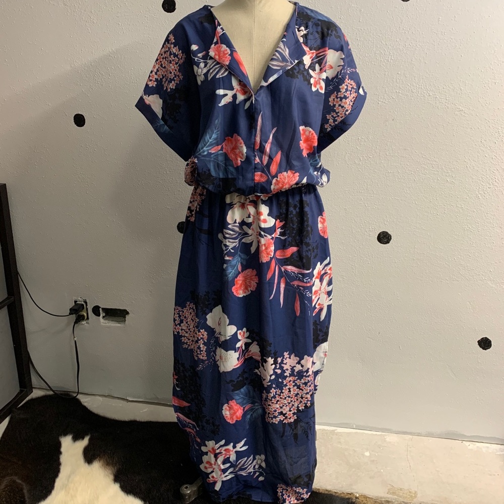 Floral Short Sleeve Maxi Dress